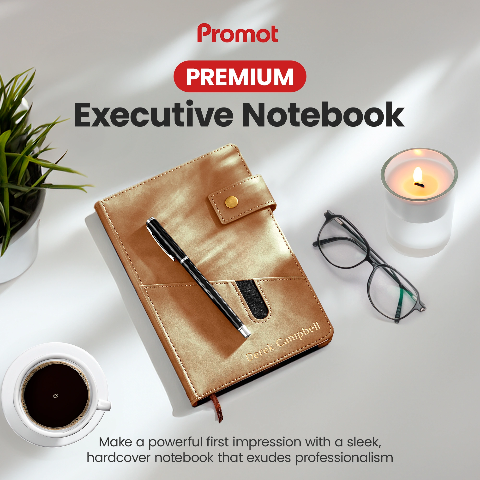 Custom Notebook with Pocket - Tan hover